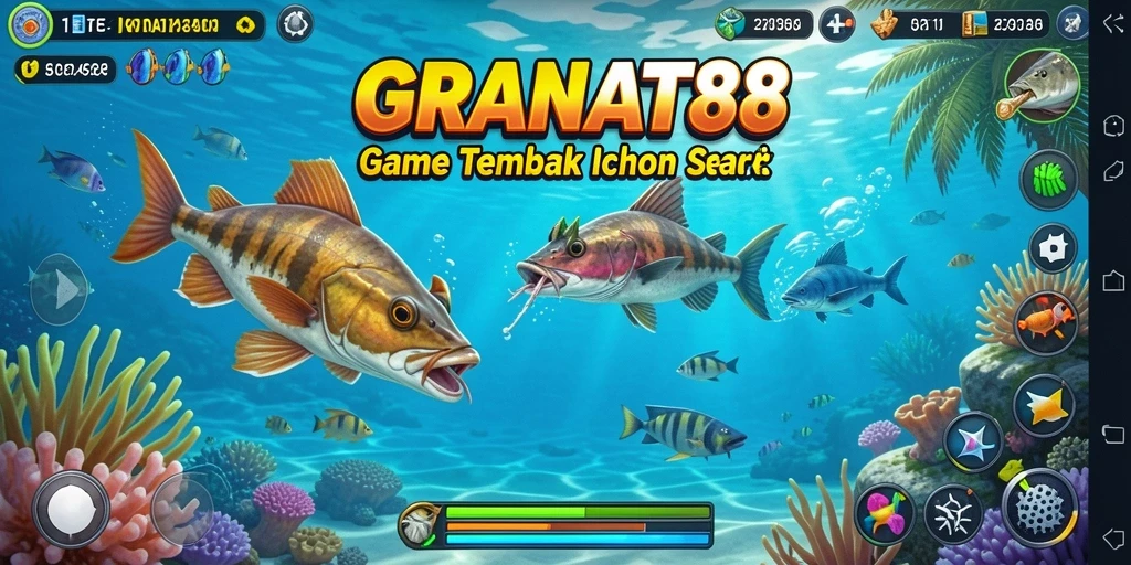 Tampilan gameplay seru saat menembak ikan di laut.