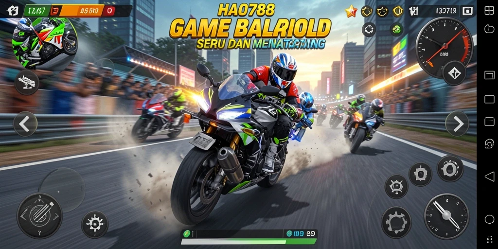 Tampilan seru gameplay HAO788 dalam balapan motor.