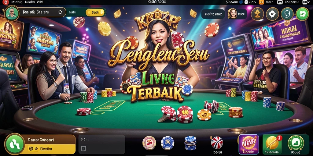 Tampilan gameplay KKRP dengan dealer profesional di meja kasino.