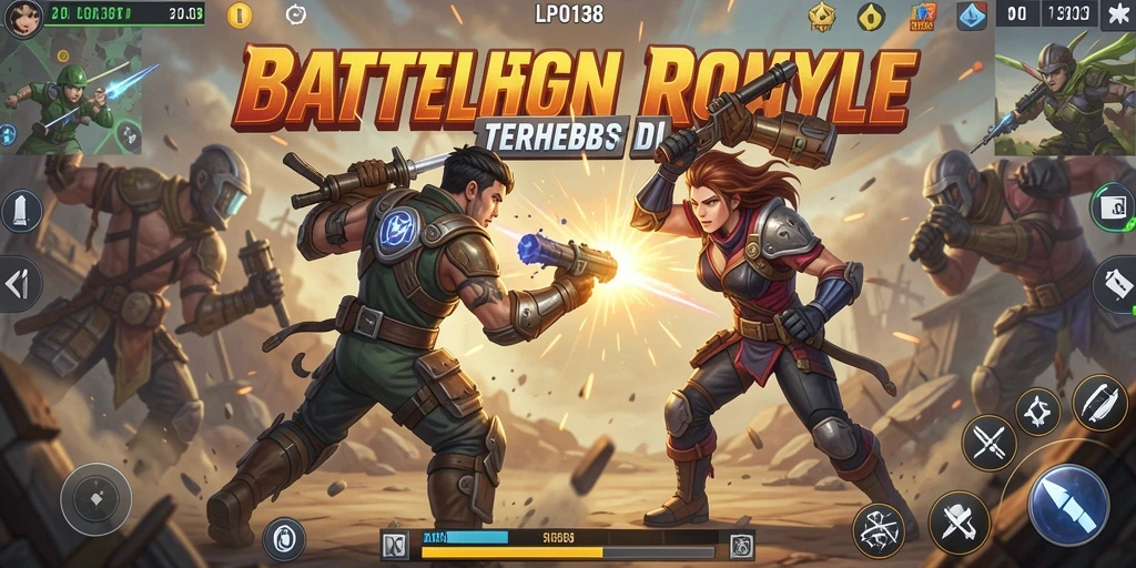 Tangkapan layar gameplay LPO138 menampilkan pertempuran seru di arena Battle Royale.