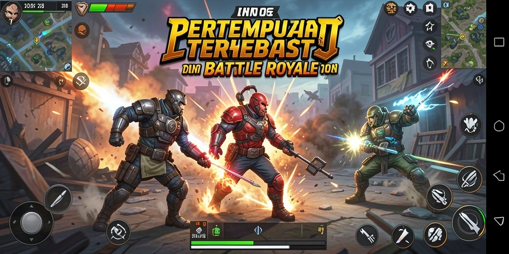 Tampilan menarik dari gameplay N06 dalam pertempuran Battle Royale.