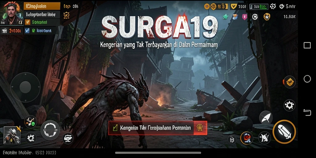 Tangkapan layar SURGA19 menunjukkan atmosfer gelap dan menegangkan.