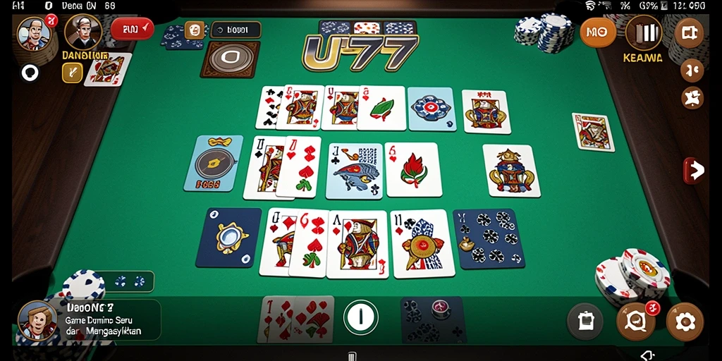 Screenshot UT77 menunjukkan gameplay Domino yang seru dan interaktif.